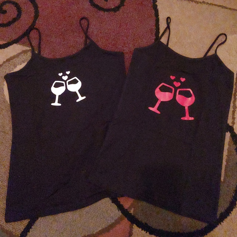 Tank tops with wine glasses
